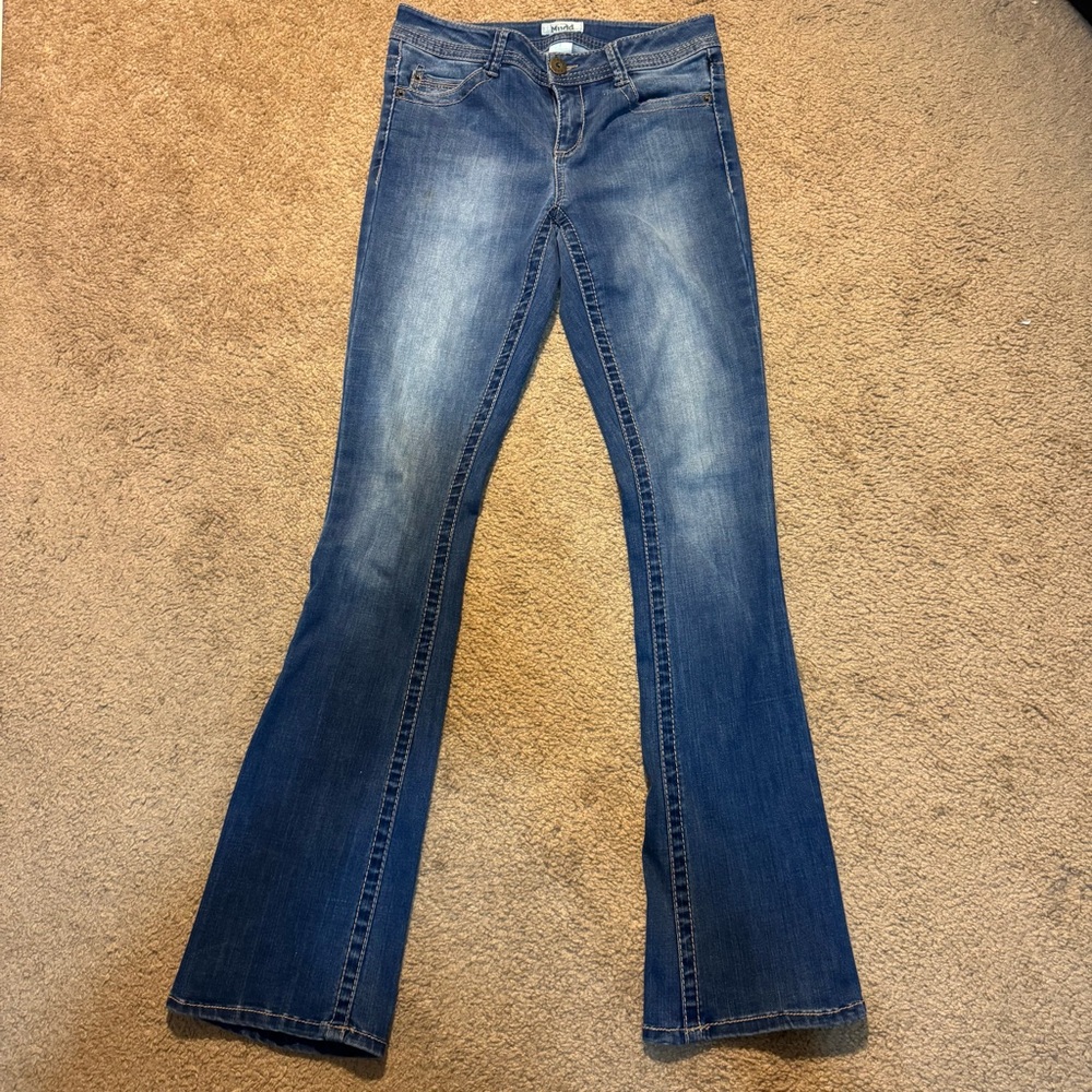 Mudd Dark Blue Flare Jeans Y2K Low Rise Bootcut Flare Size 7